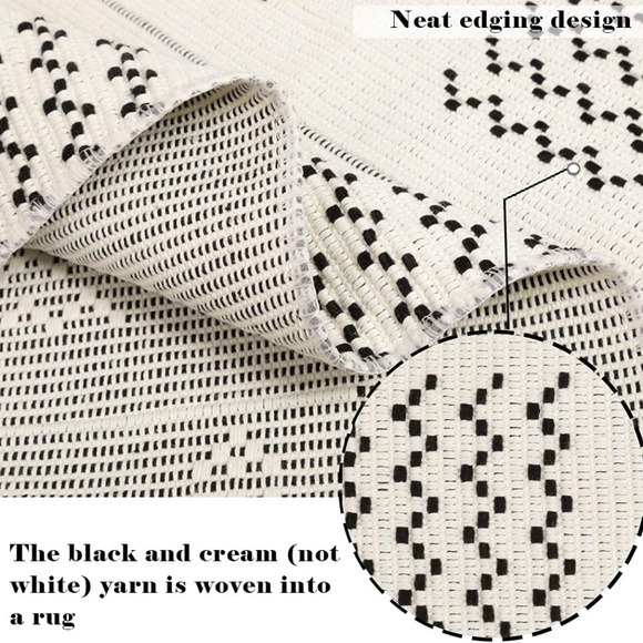 Boho Cotton Woven Area Rug Washable, Moroccan Geometric Tassel 2' x 4.3' - Picture 6 of 6